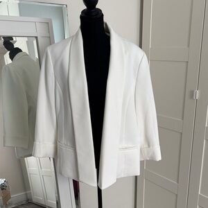 Kasper White Open-Front Shawl Collar Blazer